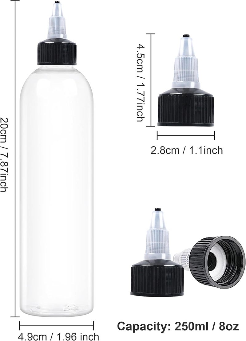EOSAU 6 Pcs 8oz Plastic Squeeze Bottles with Twist Top Cap, 250ml Clear Dispensing Bottles, Empty Squirt Bottle for Liquids, Sauces, Arts, Crafts, Travel - Image 5